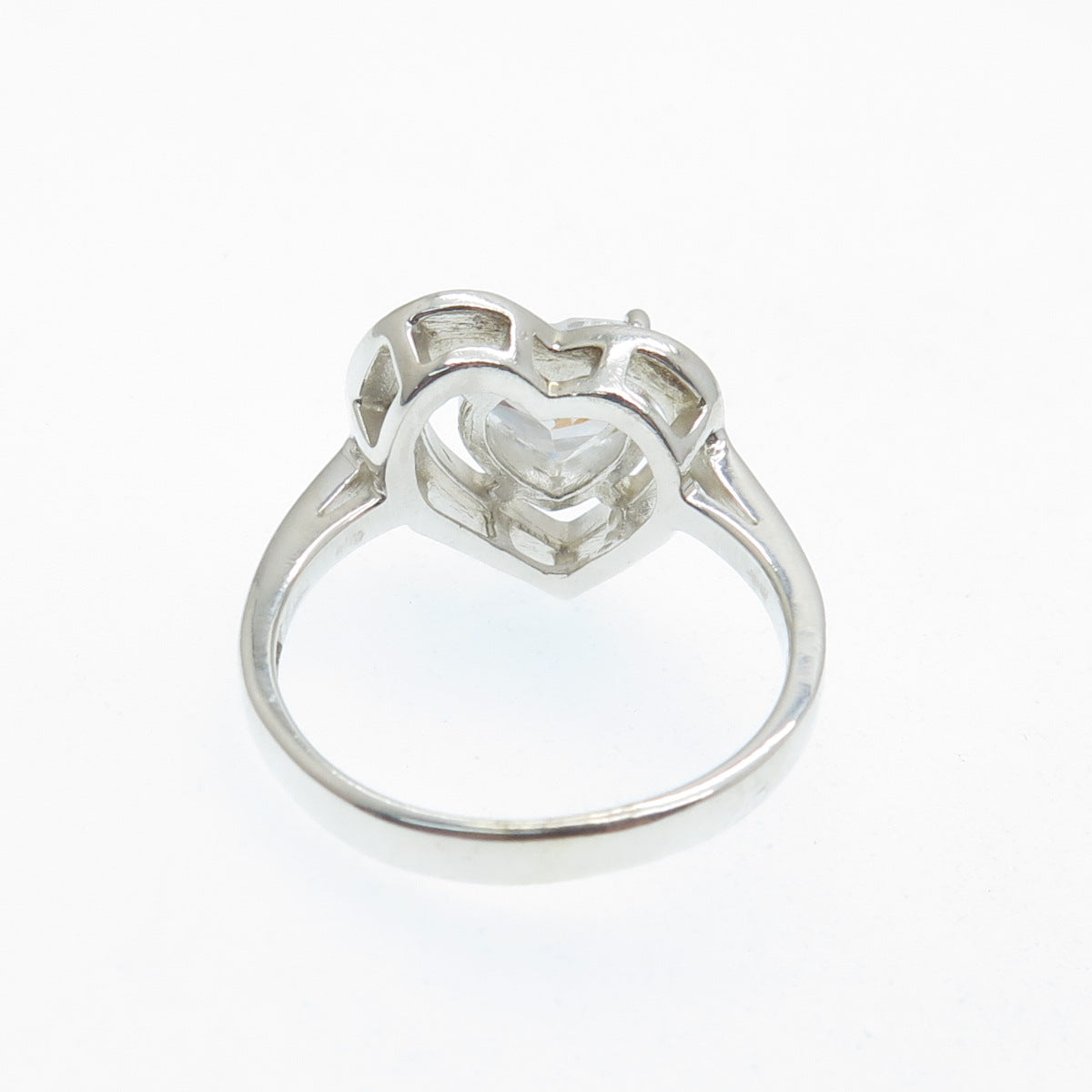 925 Sterling Silver Heart-Cut C Z Promise Ring Size 9