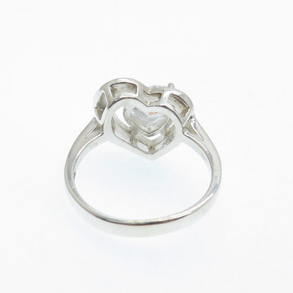 925 Sterling Silver Heart-Cut C Z Promise Ring Size 9