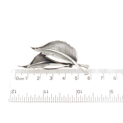 Beau 925 Sterling Silver Vintage Floral Leaf Oxidized Pin Brooch