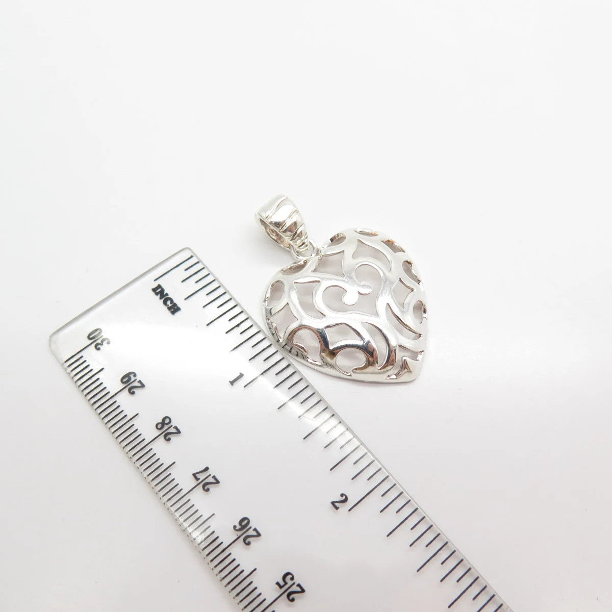 925 Sterling Silver Vintage Italy Milor Heart Ornate Pendant