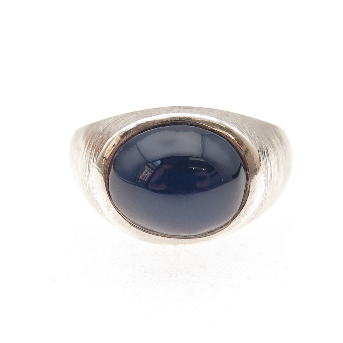 925 Sterling Silver Vintage Lab-Created Star Sapphire Oxidized Ring Size 9.5