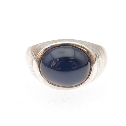 925 Sterling Silver Vintage Lab-Created Star Sapphire Oxidized Ring Size 9.5