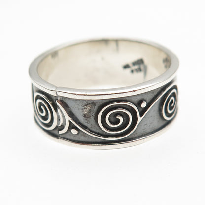 925 Sterling Silver Vintage Mexico Spiral Oxidized Band Ring Size 9.5