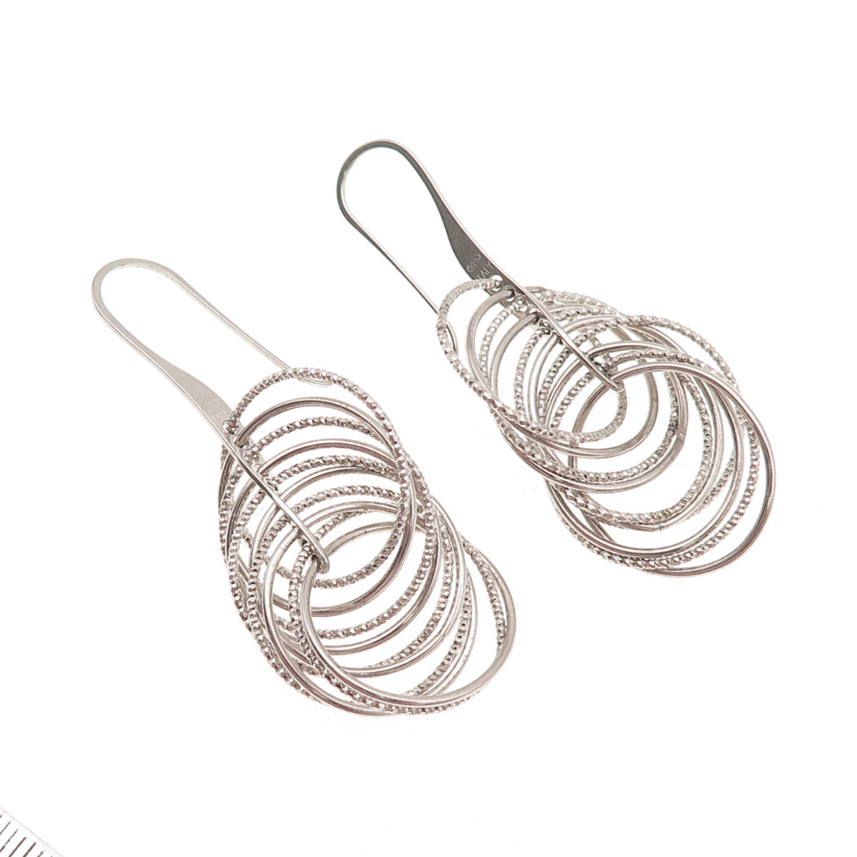 925 Sterling Silver Italy Interlocked Circle Dangle Earrings