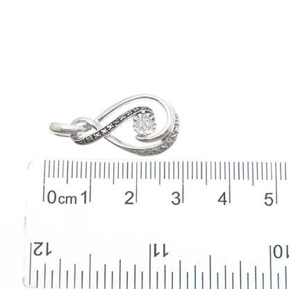 925 Sterling Silver Real Round-Cut Black & White Diamond Infinity Pendant