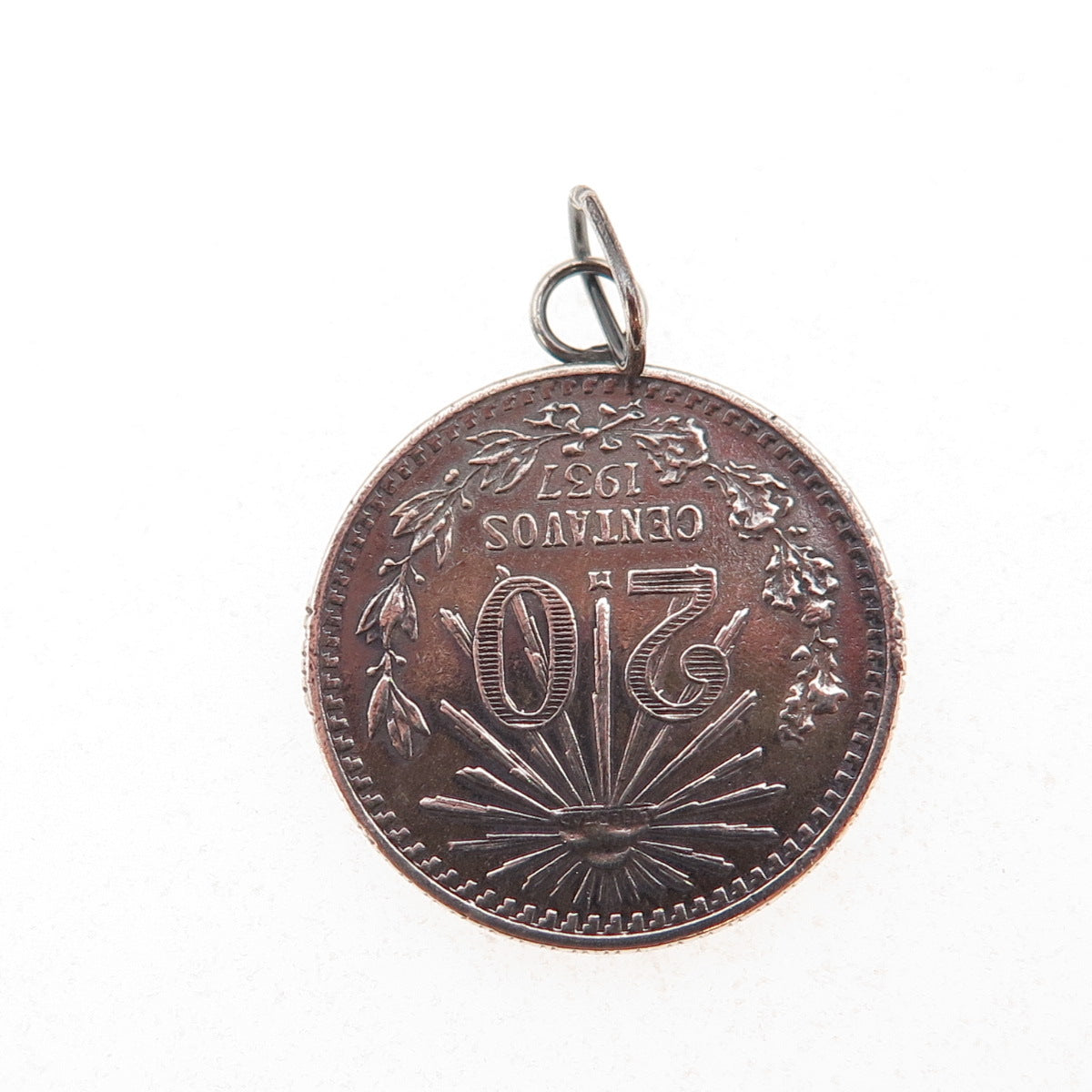 720 Silver Antique 1937 Mexico 20 Centavos Coin Charm Pendant