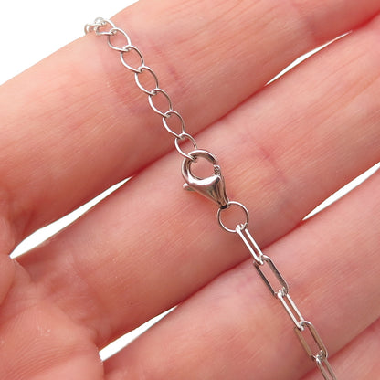 925 Sterling Silver Muti-Cut C Z Paperclip Chain Necklace 18-20"