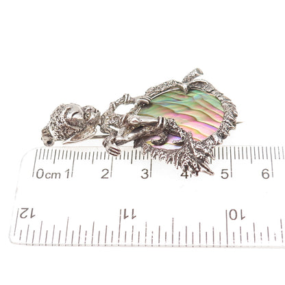 Cassini Cyvra Sterling Silver Vintage Real Abalone Shell Pixie Fairy Pin Brooch