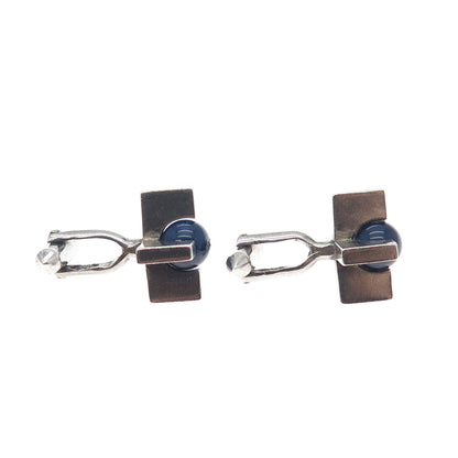 ANTONIO PINEDA 970 Silver Vintage Mexico Real Sodalite Modernist Cross Cufflinks