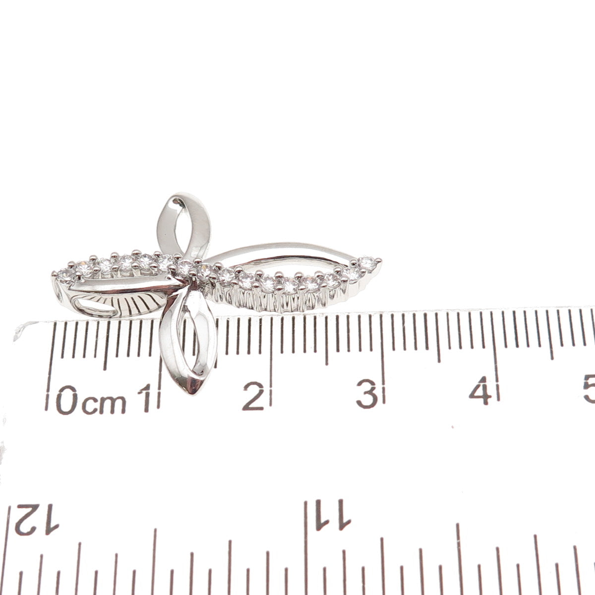 925 Sterling Silver Round-Cut C Z Floral Cross Slide Charm Pendant