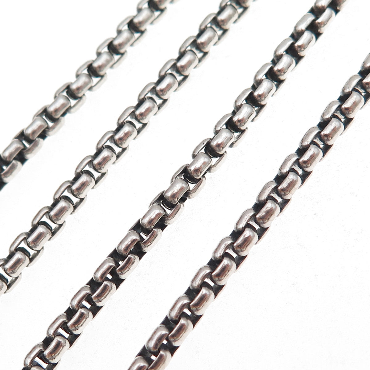 David Yurman 925 Sterling Silver Vintage Round Box Chain Necklace 32"