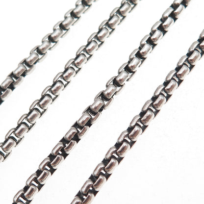 David Yurman 925 Sterling Silver Vintage Round Box Chain Necklace 32"