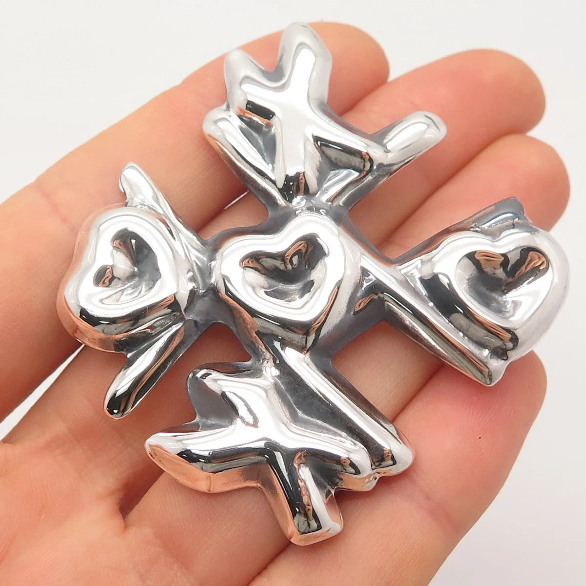 925 Sterling Silver Vintage Mexico Modernist Pin Brooch