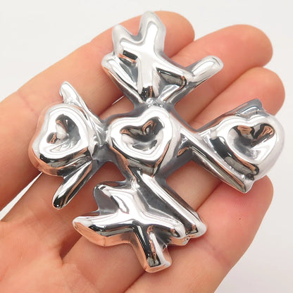 925 Sterling Silver Vintage Mexico Modernist Pin Brooch