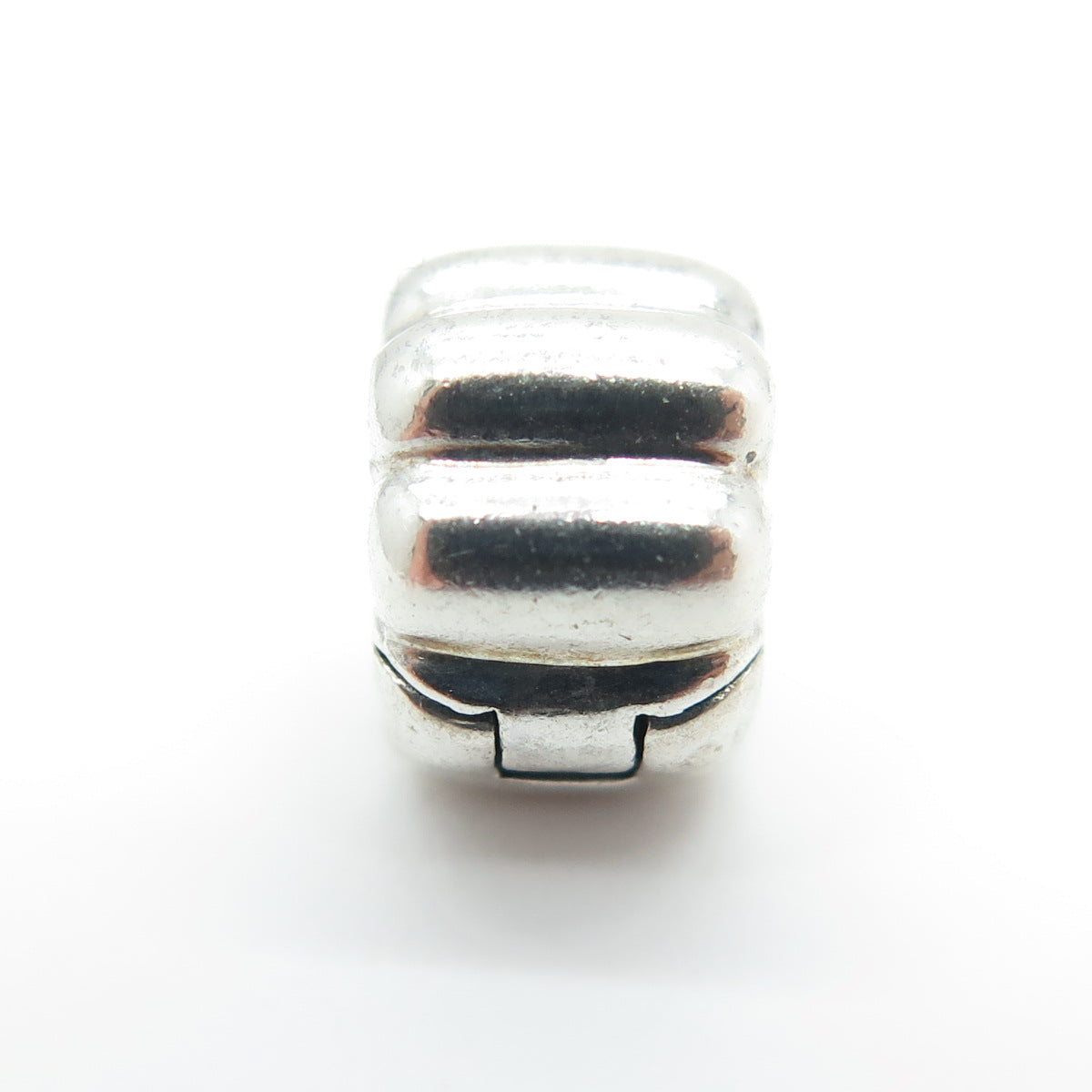 PANDORA 925 Sterling Silver Puffy Ribbed Clip Charm