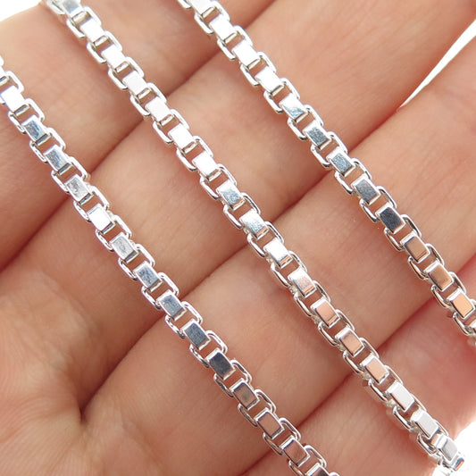 925 Sterling Silver Vintage Italy Box Chain Necklace 18"