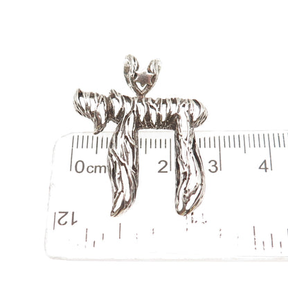 925 Sterling Silver Vintage Chai Judaica Oxidized Slide Charm Pendant