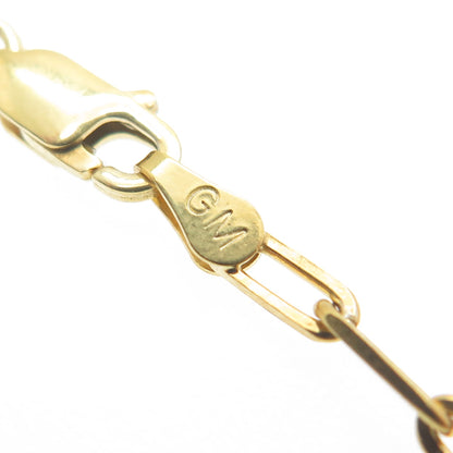 925 Sterling Silver Gold Plated Italy Paperclip Link Bracelet 8"