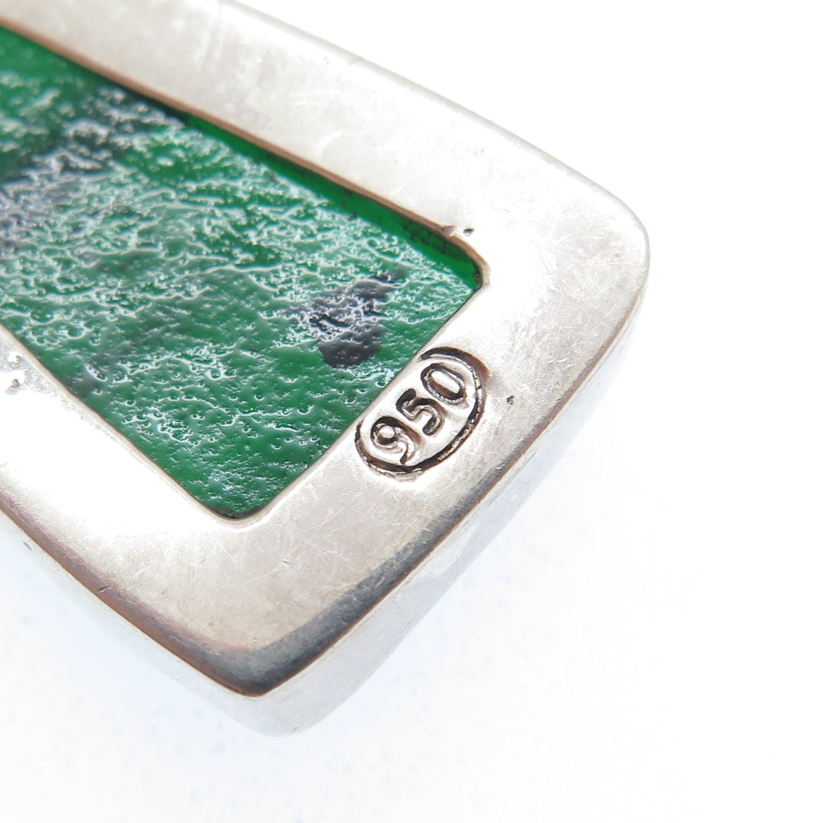 950 Silver Vintage Dichroic Glass Modernist Pendant