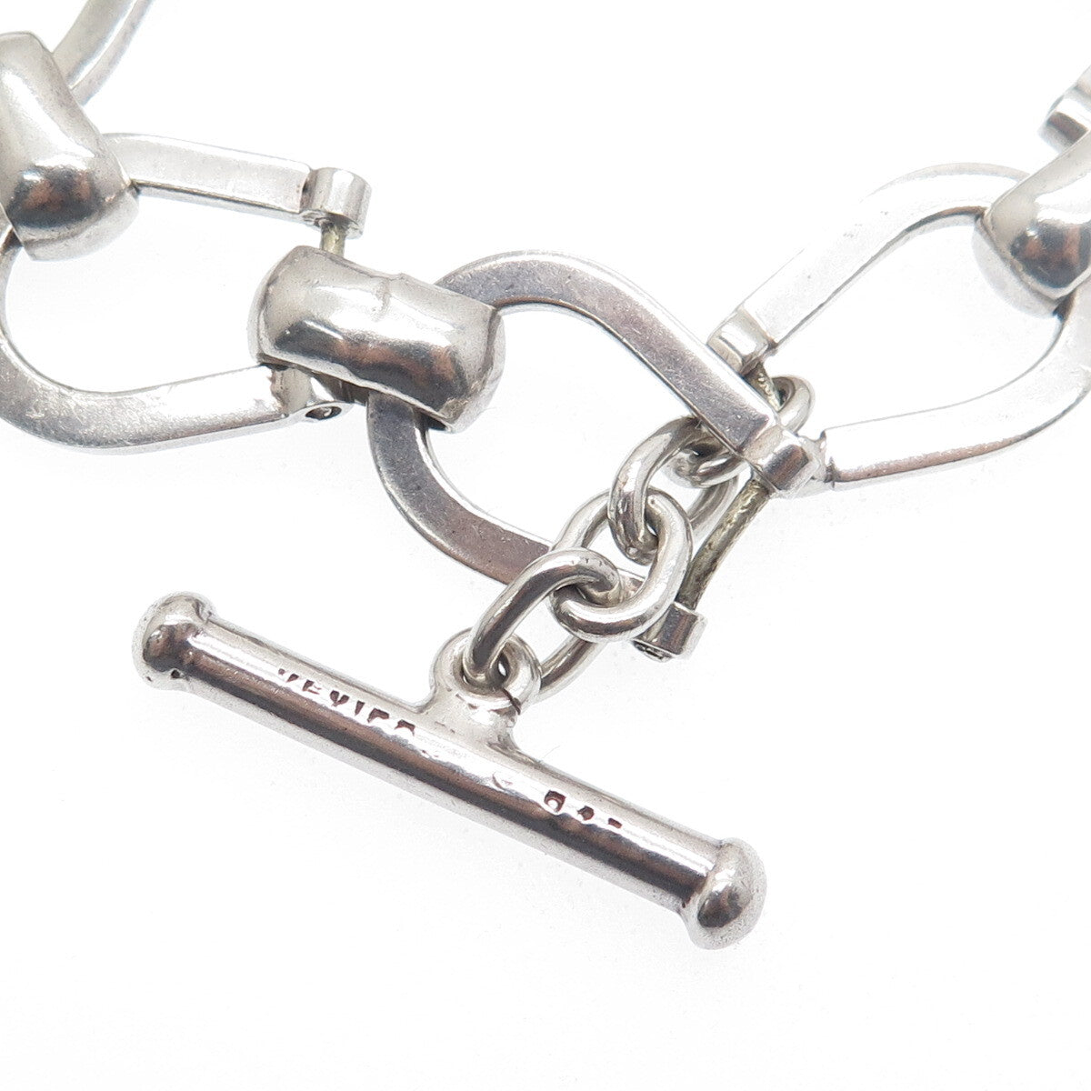 925 Sterling Silver Vintage Mexico Horseshoe Link Bracelet 7.5"