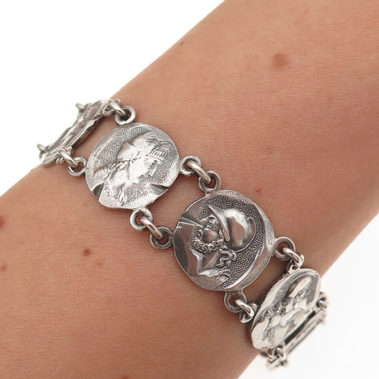 Theodore B. Starr 925 Sterling Antique Victorian Etruscan Revival Bracelet 7.75"