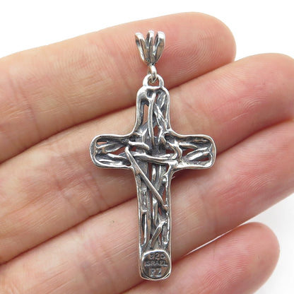 OR PAZ PZ 925 Sterling Silver Vintage Israel Cross Oxidized Pendant