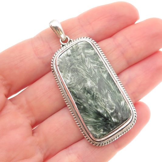 JACK GUTSCHNEIDER 925 Sterling Silver Vintage Real Seraphinite Modernist Pendant