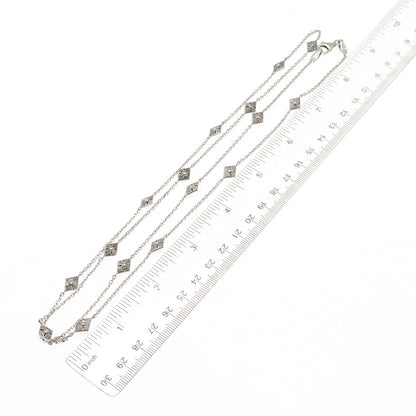 925 Sterling Silver Vintage Station By The Yard Cable Chain Necklace 36"