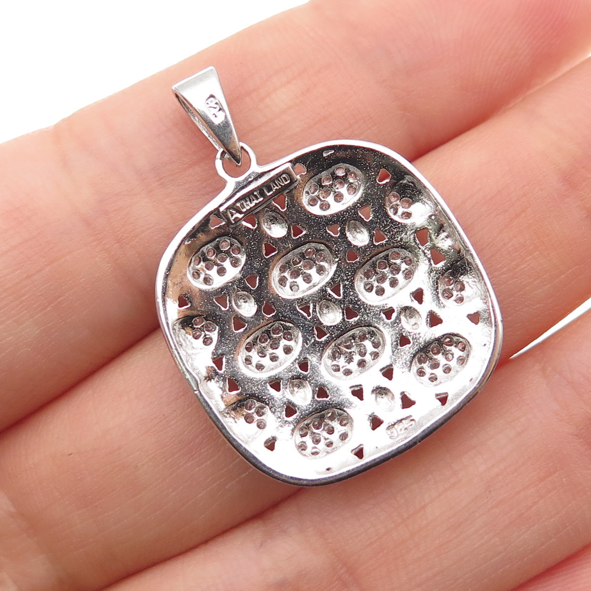 925 Sterling Silver Round-Cut C Z Modernist Charm Pendant