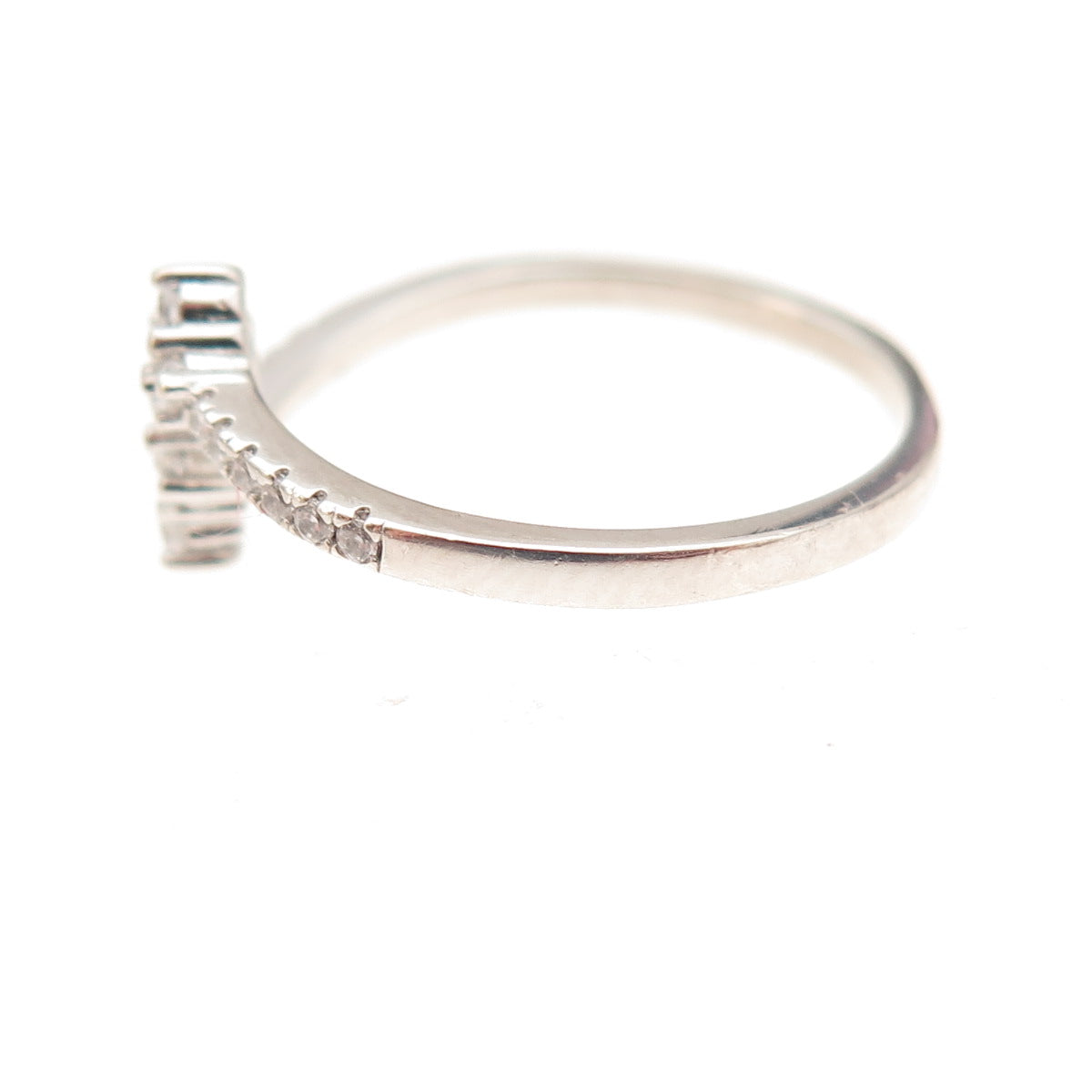 925 Sterling Silver Round-Cut C Z Bypass Ring Size 7