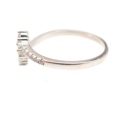 925 Sterling Silver Round-Cut C Z Bypass Ring Size 7