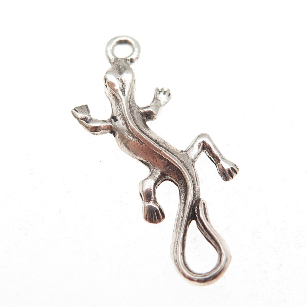 925 Sterling Silver Vintage Lizard Oxidized Charm Pendant