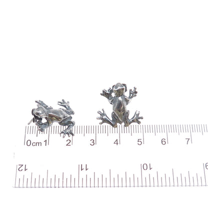 925 Sterling Silver Vintage Frog Good Luck Oxidized Earrings