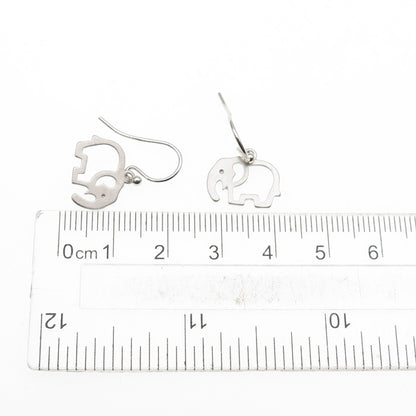 925 Sterling Silver Elephant Dangle Earrings