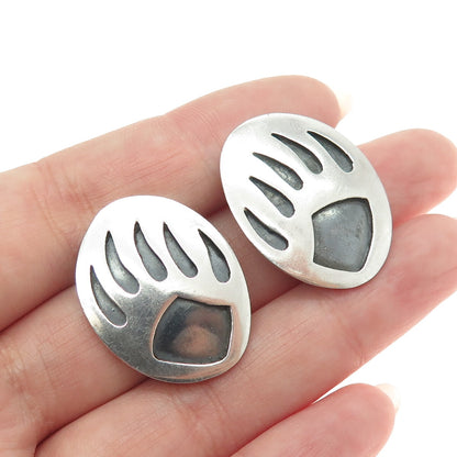 925 Sterling Silver Vintage Mexico Bear Paw Clip On Earrings