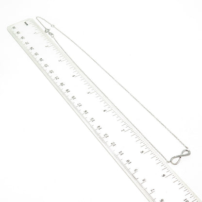 SUN 925 Sterling Silver Italy Real Diamond Infinity Cable Chain Necklace 16-18"
