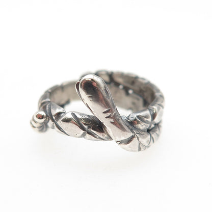 925 Sterling Silver Vintage Snake Oxidized Wrap Ring Size 5.75