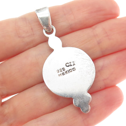 925 Sterling Silver Vintage CII Mexico Real Black Onyx Modernist Charm Pendant