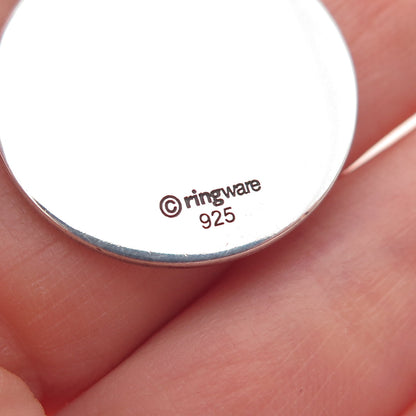 RINGWARE 925 Sterling Vintage Italy Real Diamond Northwest Passage Key Fob Chain