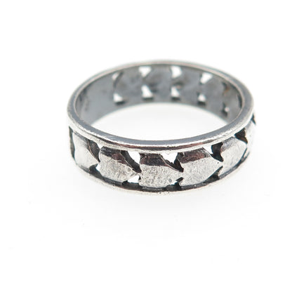 925 Sterling Silver Vintage Heart Oxidized Band Ring Size 9.25