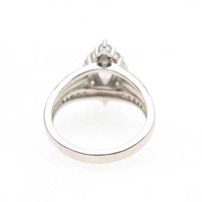 925 Sterling Silver Real Marquise & Round-Cut White Topaz Ring Size 7