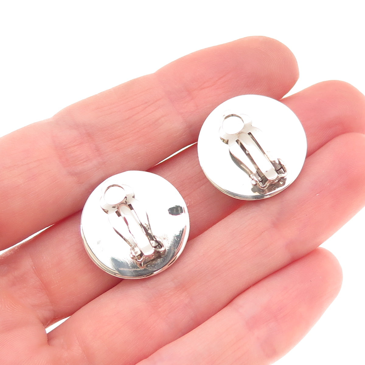 925 Sterling Silver Vintage Floral Oxidized Clip On Earrings