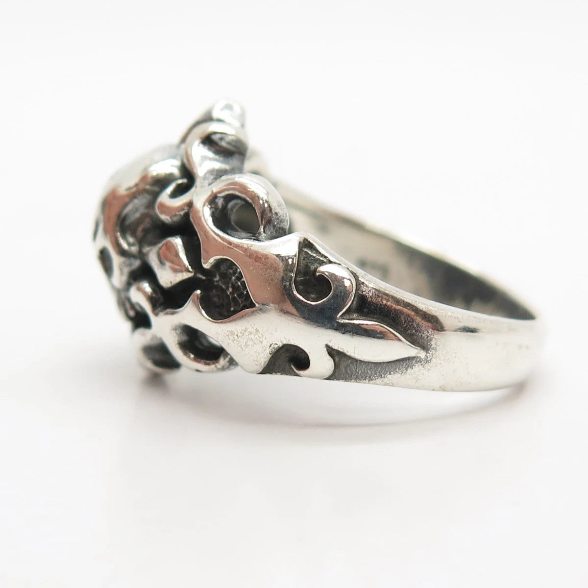 925 Sterling Silver Vintage Skull Man's Ring Size 11.5