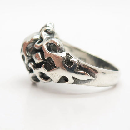925 Sterling Silver Vintage Skull Man's Ring Size 11.5