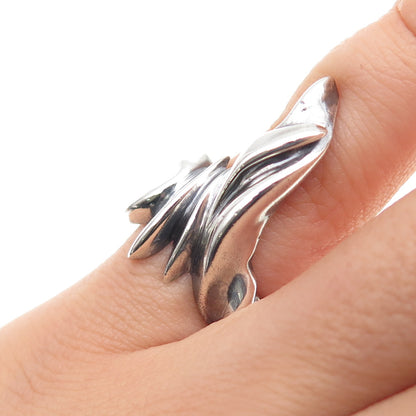 925 Sterling Silver Vintage Modernist Oxidized Ring Size 5.5