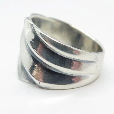 925 Sterling Silver Vintage Handmade Ripped Twisted Ring Size 8.25