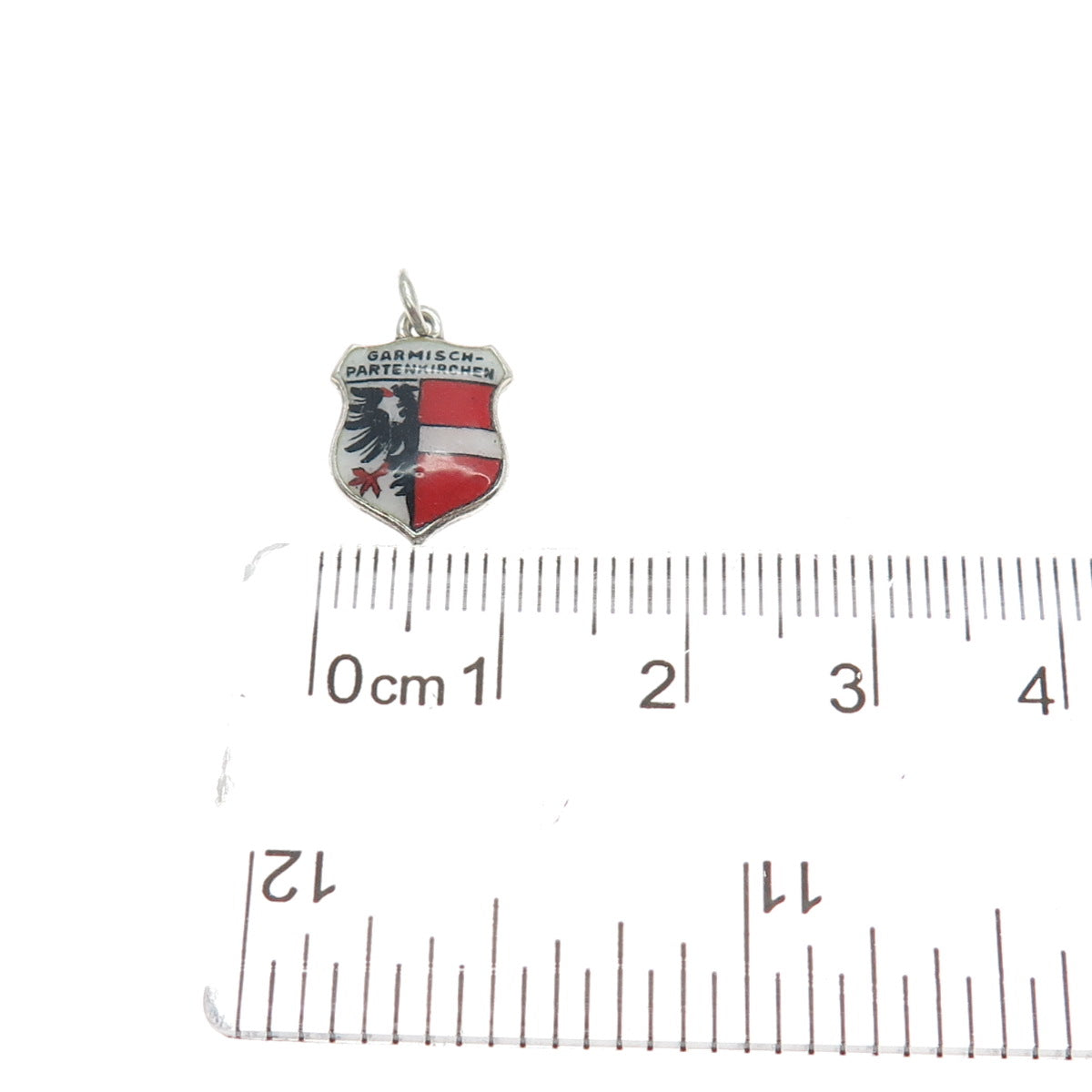 835 Silver Vintage PL Enamel Garmisch-Partenkirchen Coat of Arms Mini Pendant