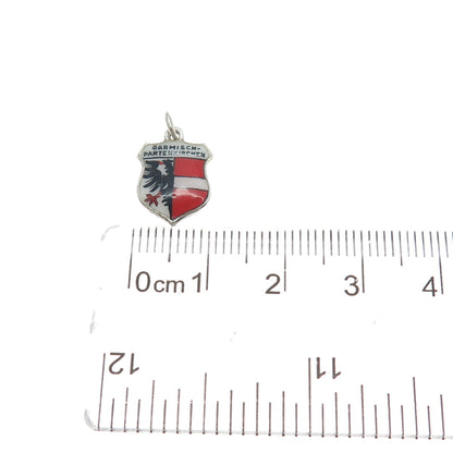 835 Silver Vintage PL Enamel Garmisch-Partenkirchen Coat of Arms Mini Pendant