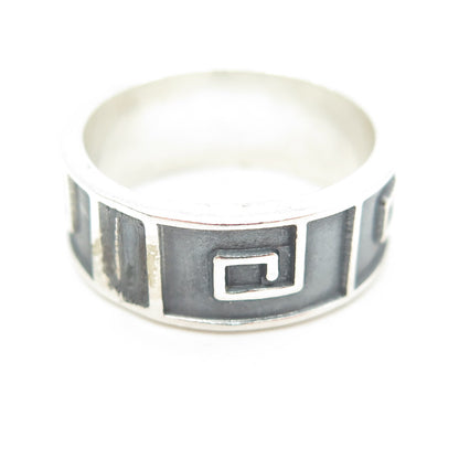 925 Sterling Silver Vintage Mexico Spiral Oxidized Band Ring Size 9.75