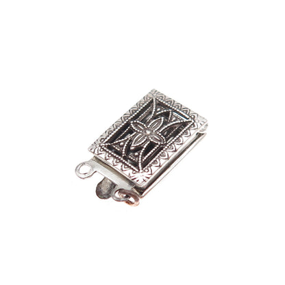 925 Sterling Silver Antique Art Deco Bracelet / Necklace Floral Box Lock Clasp